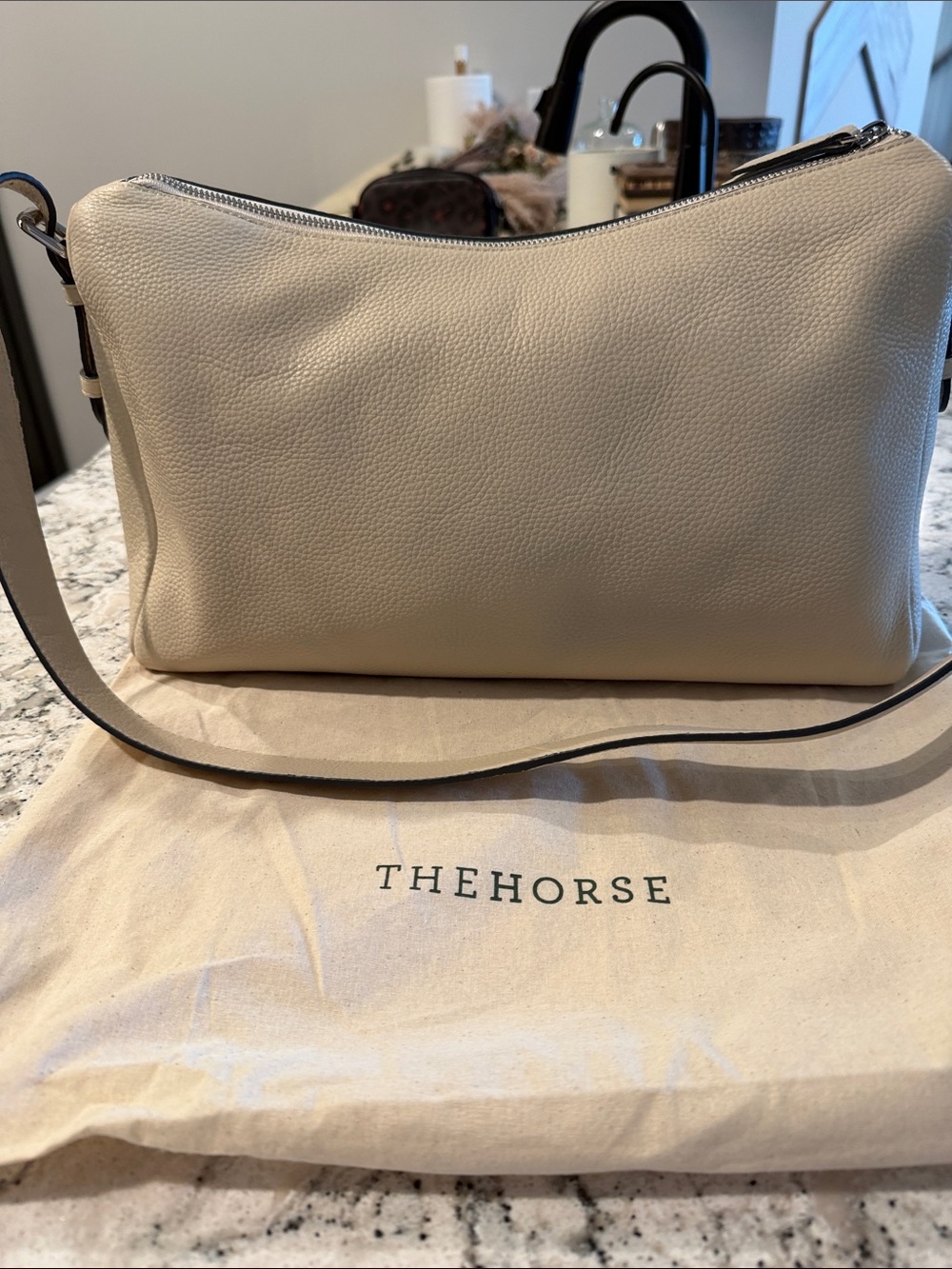 The Horse Neutral Beige Pebbled Leather Crossbody Bag